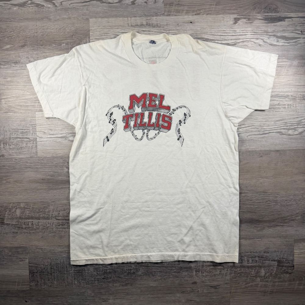 Vintage Mel Tillis Country Music T-Shirt BVD White XXL Single Stitch 80s 90s Tee